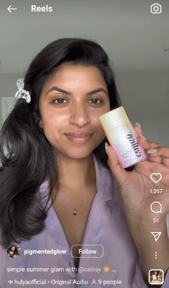 Caliray influencer example on reels