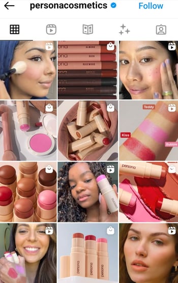 persona cosmetics ig feed example